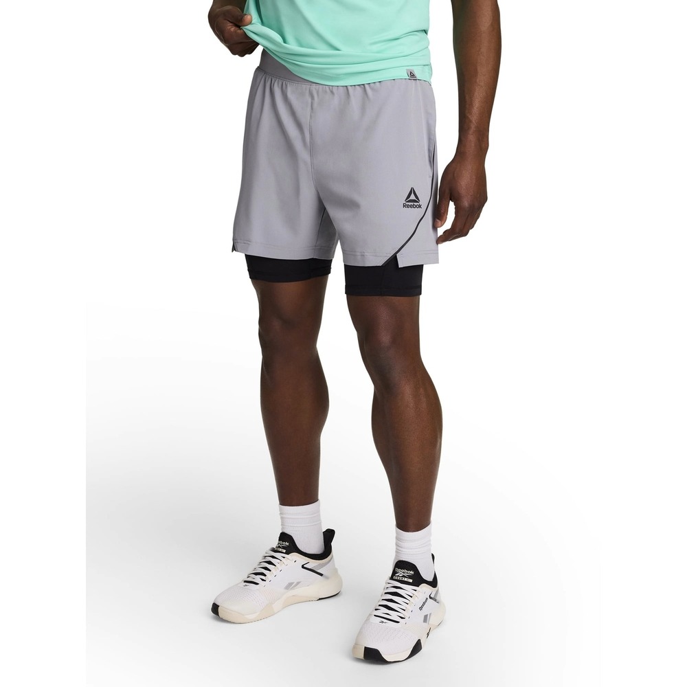 Reebok Mens 2-in-1 Short Sleet Gray Size XL Layered Athletic Training NWT